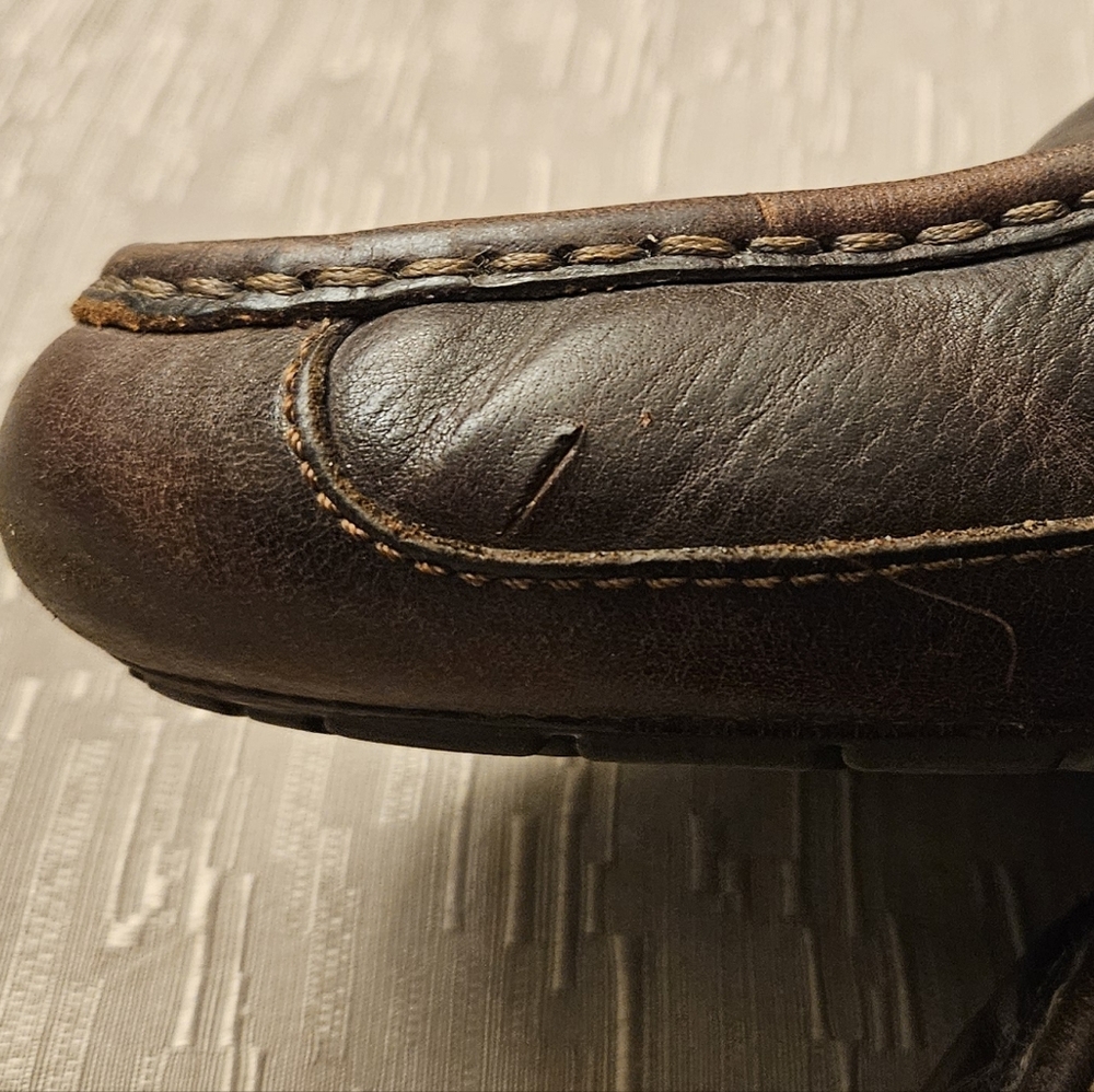 UGG Dark Brown Leather Slip-On Loafers - Picture 7 of 8